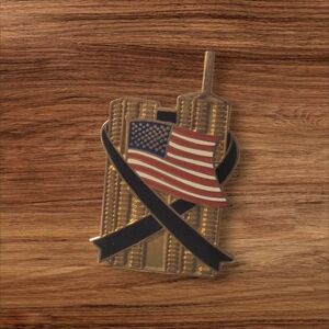 Vintage Gold and Blue Twin Towers Pin